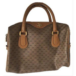 Gucci Boston Bag Monogrammed Vintage Brown Tote